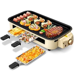 SUEWRITE Electric Smokeless Indoor Grill, Electric Grill Non-Stick Cooking Removable Plate, Portable Korean BBQ Grill with Removable Temperature Control, Dishwasher Safe, 1500W