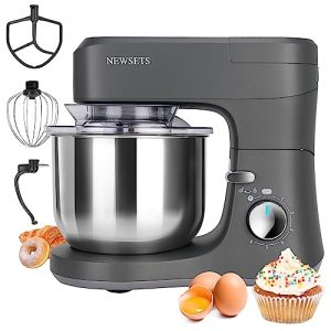 NEWSETS 7.4 QT Stand Mixer,6-Speed Tilt-Head Food Mixer,600W Electric Kitchen Mixer with Dough Hook, Whisk, Beater, Splash Guard & Mixing Bowl, Planetary Mixing Food Mixer for Baking, Cakes, Cookie