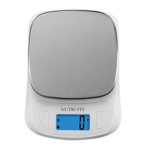 NUTRI FIT Food Kitchen Scale Digital Grams and Ounces Ultra Slim Scale Portable for Baking Cooking Camping Stainless Tare Auto Off Backlit Large LCD Display 11lb/5kg-White