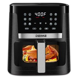 Air Fryer 7.5 QT 1700W Large Capacity Oilless Hot Air Fryers Oven Healthy Cooker with 12 Presets, Visible Cooking Window, LCD Touch Screen, Customerizable Cooking, Non-Stick Basket Included Recipe