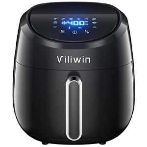 VILIWIN 4.5 QT Digital 8 Preset Menus Hot Air Fryer Cooker with Adjustable Temperature Control 30 Minute Timer Auto Shut Off Nonstick Tray, 1400W, Black