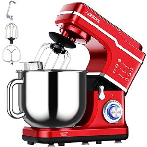 Stand Mixer, 7.5QT 660W Electric Dough Mixer, Kitchen 10-Speed Tilt-Head Food Mixer for Baking&Cake, with Stainless Steel Bowl, Whisk, Dough Hook, Beater, Splash Guard(RED) MC1