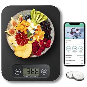 URAMAZ Smart Digital Food Scale for Weight Loss, Kitchen Weight Grams and Oz with Nutritional Calculator for Diet, Keto, Macro, Calorie, Baking, Meal Prep 0.1oz/11lb