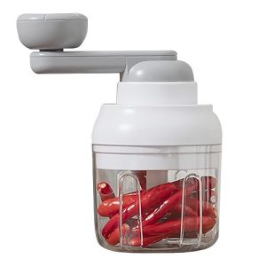 Hand Crank Food Processor, Manual Pull Food Chopper, 250mL Removable and Washable Manual Food Processor, Dual Speed Food Processor for Onion, Garlic, Ginger, Chili and Fruit