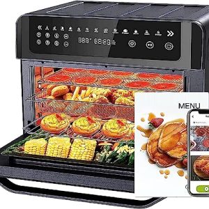 Gevi Air Fryer Toaster Oven Combo, Large Digital LED Screen Convection Oven with Rotisserie and Dehydrator, Extra Large Capacity Countertop Oven with Online Recipes