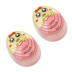 Egg Timer for Boiling Eggs,Color Changing Indicator,Soft Hard Boiled Egg Timer That Changes Color When Done,Pink 2PCS