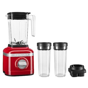 KitchenAid K150 3 Speed Ice Crushing Blender with 2 Personal Blender Jars – KSB1332Y,Passion Red, 48 oz