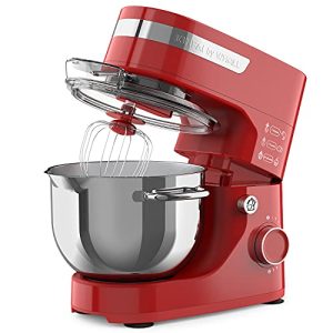Stand Mixer, whall 12-Speed Tilt-Head Kitchen Mixer,for Baking Bread,Cakes,Cookie,Pizza,Salad, Electric Food Mixer with Dough Hook/Wire Whip/Beater, Stainless Steel Bowl, (red)