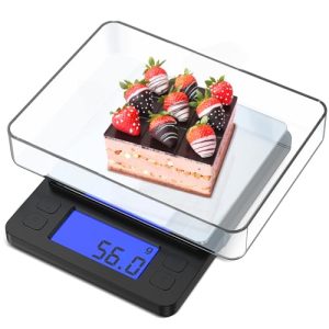 Food Kitchen Scale, Food Scales Digital Weight Grams and Oz, High Precision Digital Scale, LCD Display, with 2 Trays, Cooking, Tare Function, Baking (Black)