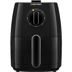 Chefman TurboFry 2-Quart Air Fryer, Dishwasher Safe Basket & Tray, Use Little to No Oil For Healthy Food, 60 Minute Timer, Fry Healthier Meals Fast, Heat And Power Indicator Light, Temp Control, Black