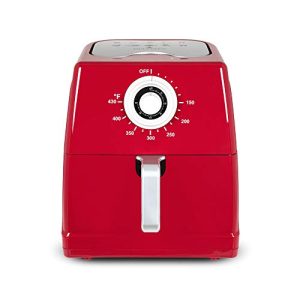 Paula Deen 8.5QT (1700 Watt) Large Air Fryer, Rapid Air Circulation System, Square Single Basket System, Ceramic Non-Stick Coating, Easy-to-Use Dial, 50 Recipes (Ruby Red)