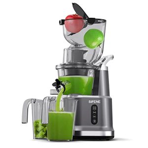 SiFENE Cold Press Juicer Machines, Big Mouth 83mm Opening Whole Slow Masticating Juicer, Easy-Clean Juice Extractor Maker For Full-Bodied Fruit & Veg Juice, High Yield, BPA-Free, Gray