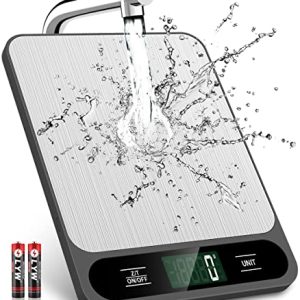 Mik-Nana Food Scale Black, 22lb/10kg Digital Kitchen Scale Grams and oz for Baking Cooking and Weight Loss, 1g/0.04oz Precise Graduation, Easy Clean Stainless Steel