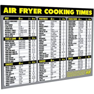 Air Fryer Cooking Times Chart Magnet – Extra Large Easy to Read Airfryer Magnetic Cheat Sheet – Healthy Air Fryer Cookbook Accessory Air Fryer Food Kitchen Conversion Air Fryer Oven Accessories (Grey)
