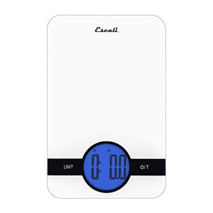 Escali Ciro C115W Blue Backlit Digital Display Table Top Scale, Tare Functionality, Liquid and Dry Measurements, Office, Kitchen, 11lb Capacity, White