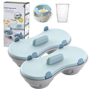 Egg Poacher Microwave, Poached Egg Maker Dishwasher Safe BPA Free, Egg Cooker Poached Egg Steamer, Home Gift (Blue-2 pack)