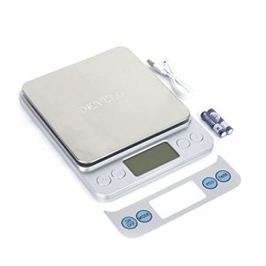 DE’VELO Accurate Digital Kitchen Scale for Food with Weight Measurement in Grams, Ounces, and LB. Great for Baking, Cooking, Jewelry, Easy-to-Read LCD Display