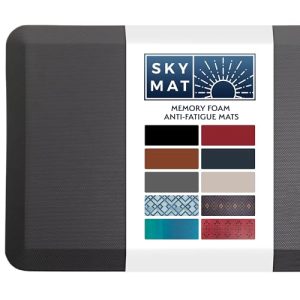 Sky Solutions Anti Fatigue Floor Mat – 3/4″ Thick Cushioned Kitchen Rug, Standing Desk Mat – Comfort at Home, Office, Garage – Non Slip, Durable and Stain Resistant (20″ x 39″, Gray)