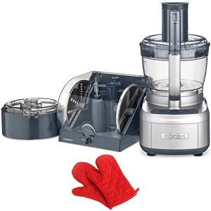 Cuisinart FP-1300SVWS Elemental 13-Cup Food Processor with Spiralizer and Dicer, Silver Bundle with Deco Chef Pair of Red Heat Resistant Oven Mitt