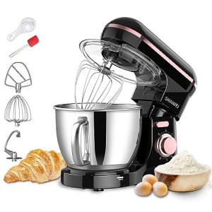 Kitchen Stand Mixer, 6.5-QT 660W Electric Food Mixer, 6+1 Hall Constant Speed Mixer Kitchen with Dough Hook, Egg Whisk, Flat Beater, Upgrade Version (Black)