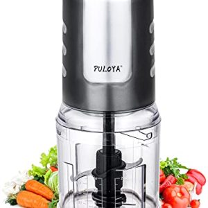 PULOYA Mini Food Processor for Chopping Mincing and Puree Vegetables and Meat 2 Speed Electric Food Chopper, 400-Watt, 4 Stainless Steel Blades, 2 Cup Capacity, Gray