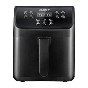 COMFEE’ 5.8Qt Digital Air Fryer, Toaster Oven & Oilless Cooker, 1700W with 8 Preset Functions, LED Touchscreen, Shake Reminder, Non-stick Detachable Basket, BPA & PFOA Free (110 electronic Recipes)