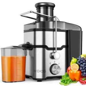 Juicer Machines, KOIOS 600W Centrifugal Juicer Extractor with 3 Speeds, 2.5” Feed Chute for Fruit and Vegetable, 304 Stainless Steel,Easy to Clean,Anti-drip,BPA Free, Included Brush,Black