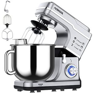 Stand Mixer 7.5QT 10-Speed 660W Tilt-Head Kitchen Electric Food Cake Mixer with Stainless Steel Bowl, Whisk, Dough Hook, Beater & Splash Guard, Silver