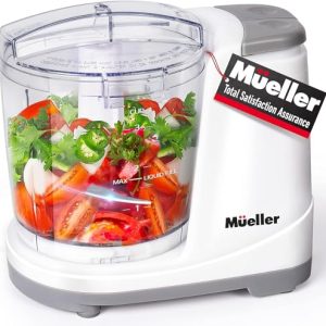 Mueller Electric Food Chopper, Mini Food Processor, 3-cup Mini Chopper, Meat Grinder, Mix, Chop, Mince and Blend Vegetables, Fruits, Nuts, Meats, Stainless Steel Blade, White