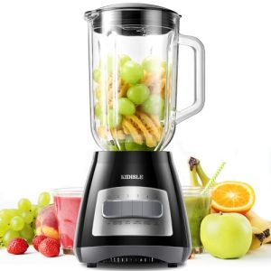 KIDISLE Classic Blenders for Kitchen, 52oz Glass Jar, 700W Blender for Shakes and Smoothies, 9 Functions with 5 Speeds for Crushing Ice, Puree, and Frozen Fruit, Black