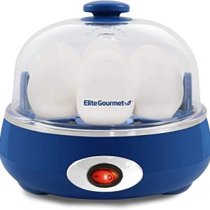 Elite Gourmet Easy Electric 7 Egg Capacity Cooker, Poacher, Omelet Maker, Scrambled, Soft, Medium, Hard Boiled with Auto Shut-Off and Buzzer, BPA Free, Charcoal Grey