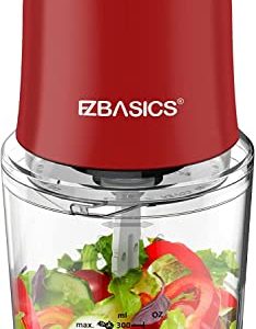 Food Processor, EZBASICS Small Food Processor for Vegetables, Meat, Fruits, Nuts, 2 Speed Mini Food Chopper With Sharp Blades, 2-Cup Capacity, Red