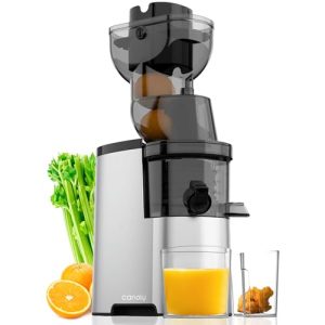 Masticating Juicer Machines, 300W Slow Cold Press Juicer with 3.5-inch Large Feed Chute, Electric Masticating Juicers for Vegetables and Fruits, Easy to Clean with Brush