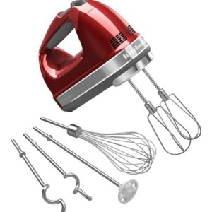 KitchenAid 9-Speed Digital Hand Mixer with Turbo Beater II Accessories and Pro Whisk – Candy Apple Red