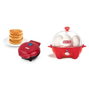 DASH Mini Maker for Individual Waffles, Hash Browns, Keto Chaffles & Rapid Egg Cooker: 6 Egg Capacity Electric Egg Cooker for Hard Boiled Eggs