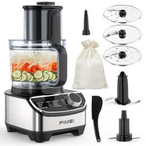 12-Cup 600W Food Processor Blender Combo – Food Processors with 3 Versatile Blades for Slicing,Shredding,Chopping, Dough – Procesador de alimentos with Large Caliber Design for Easy Large Ingredients