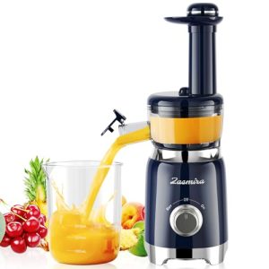 Cold Press Juicer, ZASMIRA Juicer Machines for Vegetable and Fruit with Upgraded Juicing Techonology, Powerful Quiet Motor, Compact Size for Space-Saving Slow Masticating Juicer, Easy to Clean