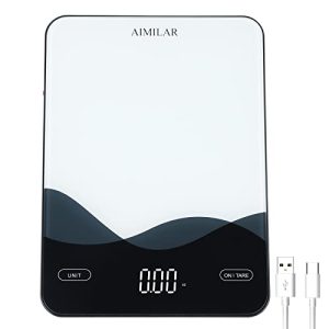 AIMILAR Food Scale, Chargeable LED Display 22lb with USB C Rechargeable Digital Kitchen Food Weight Scale for Baking and Cooking with Ounces and Grams 1g/0.1oz