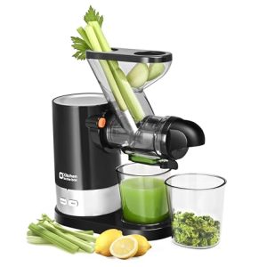 Kitchen in the box Juicer Machines, Small Cold Press Juicer for Single Serve, Slow Masticating Juicer Machine Vegetable and Fruit, Quiet DC Motor, BPA-Free (Black)