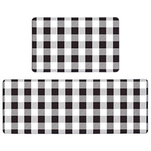 Pauwer Anti Fatigue Kitchen Mat Set of 2, Farmhouse Kitchen Rugs Non Skid Washable, Cushioned Kitchen Mats for Floor, Waterproof Memory Foam Kitchen Floor Mats, Standing Desk Mat Kitchen Runner Carpet