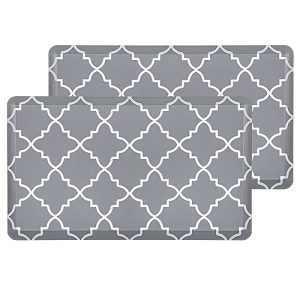 TEROKER Kitchen Floor Mats Cushioned Anti Fatigue 2 PCS,1/2 Inch Thick Waterproof Kitchen Rugs Non Skid,PVC Standing Desk Comfort Mat for Kitchen Floor Sink Office Laundry,(17.3″x29″+17.3″x29″,Grey)