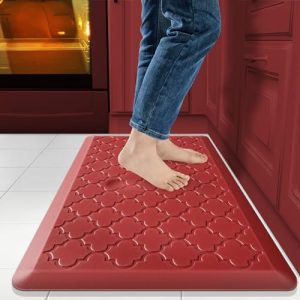 JEEDOVIA Red Kitchen Mat Cushioned Anti Fatigue, 1/2 Inch Thick Waterproof Non-Slip Kitchen Rugs and Mats, Heavy Duty Ergonomic Comfort Standing Desk Mat for Kitchen,Office,Laundry 17.3″×30″ Christmas