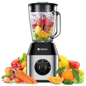 KIDISLE Professional Crusher Blender 2.0, 1200W Powerful Smoothie Blender, 52oz Glass Jar, Shakes and Smoothies, Ice Crush, Frozen Fruit, Stainless Steel