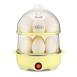 BELLA Rapid Electric Egg Cooker and Poacher with Auto Shut Off for Omelet, Soft, Medium and Hard Boiled Eggs – 14 Egg Capacity Tray, Double Stack, Yellow