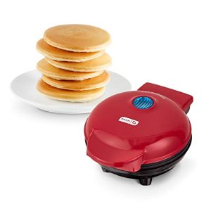 DASH Mini Maker Electric Round Griddle for Individual Pancakes, Cookies, Eggs & other on the go Breakfast, Lunch & Snacks with Indicator Light + Included Recipe Book – Red