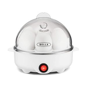 BELLA Rapid Electric Egg Cooker and Poacher with Auto Shut Off for Omelet, Soft, Medium and Hard Boiled Eggs – 7 Egg Capacity Tray, Single Stack, White