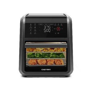 Chefman Air Fryer Oven – 12-Quart 6-in-1 Rotisserie Oven and Dehydrator, 12 Presets with Digital Timer and Touchscreen, Family Size XL Airfryer Countertop Convection Oven, Dishwasher-Safe Parts, Black
