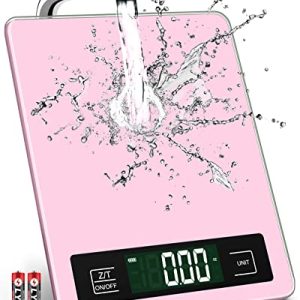 Mik-Nana Food Scale Pink, 11lb Digital Kitchen Scale Weight Grams and Oz for Baking Cooking, 1g/0.04oz Precise Graduation, Waterproof Tempered Glass Platform