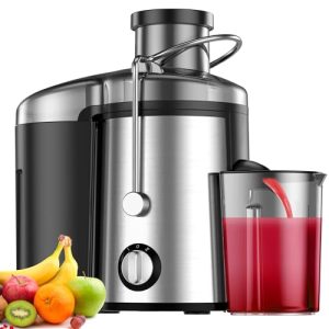 Juicer, 600W Juicer Machine with 3.5 Inch Wide Chute for Whole Fruits, High Yield Juice Extractor with 3 Speeds, Easy to Clean with Cleaning Brush, Compact Centrifugal Juicer Anti-drip