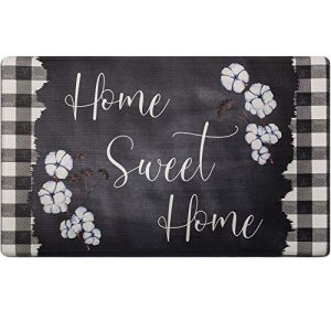 SoHome Cozy Living Anti Fatigue Kitchen Mat for Floor, Home Sweet Home Themed Cushioned Kitchen Runner Rug Mat, Non Slip, Easy Wipe Clean, 1/2 Inch Thick, 18″ x 30″, Black